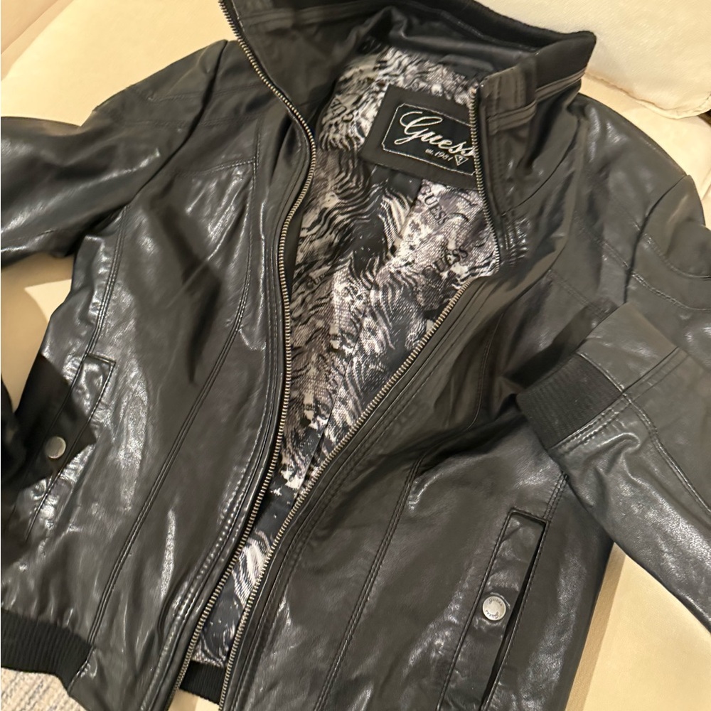 Guess Women's Sleek Black Leather Jacket